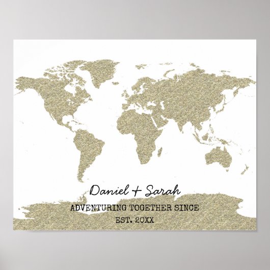 gouden bling glitters wereldkaart abstract kunstpo poster (Voorkant)