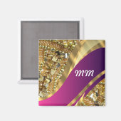 Gouden bling & magenta werveling magneet (Voorkant / Achterkant)