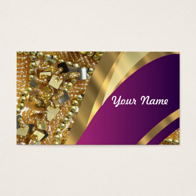 Gouden bling & magenta werveling visitekaartjes (Voorkant)