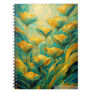 Gouden Bloei Abstracte Bloem  Notitieboek