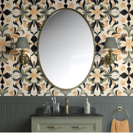 Gouden bloei - goud, zwart, salie - traditioneel behang