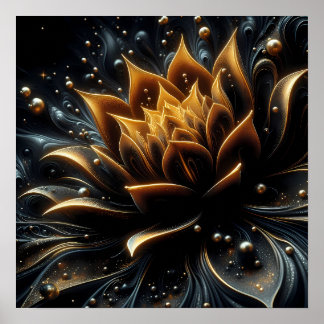 Gouden bloei in de diepten van de schemering poster