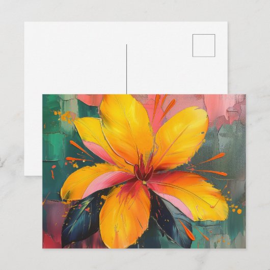 Gouden Bloei – Levendige Abstracte Bloemexpressie Briefkaart (Voorkant / Achterkant)