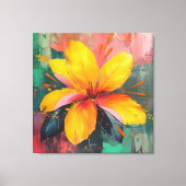 Gouden Bloei – Levendige Abstracte Bloemexpressie Canvas Afdruk (Voorkant)