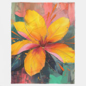 Gouden Bloei – Levendige Abstracte Bloemexpressie Fleece Deken (Voorkant)