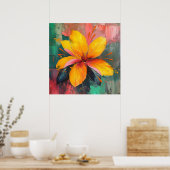 Gouden Bloei - Levendige Abstracte Bloemexpressie Poster (Keuken)