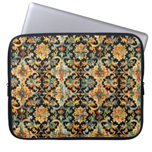 Gouden bloei op zwart laptop sleeve