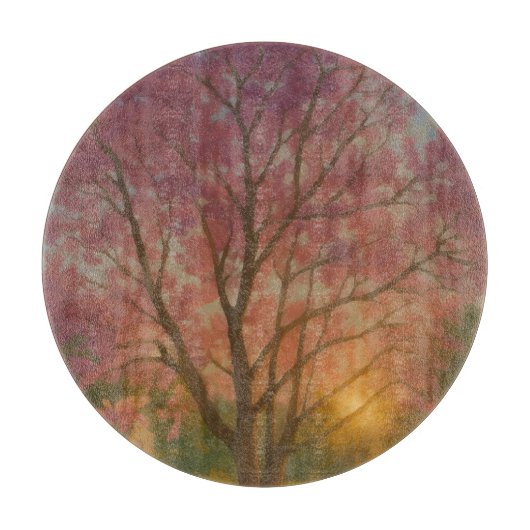 Gouden Bloei - Schilderij van Zonsondergangstuin Snijplank (Voorkant)