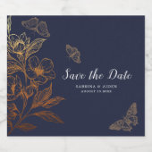 "Gouden Bloei van Liefde" | Romantische marine bru Sparkling Wijnetiket (Enkel label)