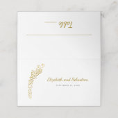 Gouden Bloei Vlinder Wit Elegante bruiloft Plaatskaartje (Buitenkant ongevouwen)