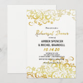Gouden bloeiende bloemenrepetitiediner uitnodigen kaart (Voorkant / Achterkant)