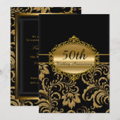 Gouden bloem 50ste huwelijksjubileum uitnodiging (Voorkant / Achterkant)