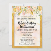 Gouden bloem 50ste huwelijksverjaardag uitnodiging (Voorkant)