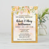 Gouden bloem 50ste huwelijksverjaardag uitnodiging (Staand voorkant)