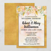Gouden bloem 50ste huwelijksverjaardag uitnodiging (Voorkant / Achterkant)