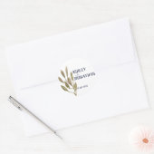 Gouden bloem bladeren bruiloft ronde sticker (Envelop)