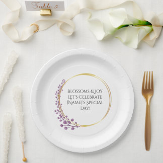 Gouden Bloem Bloemen Verjaardagsfeest Papieren Bordje