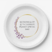 Gouden Bloem Bloemen Verjaardagsfeest Papieren Bordje (Voorkant)