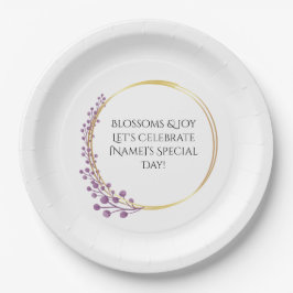 Gouden Bloem Bloemen Verjaardagsfeest Papieren Bordje