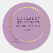 Gouden Bloem Bloemen Verjaardagsfeest Ronde Sticker (Voorkant)