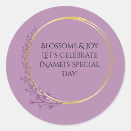 Gouden Bloem Bloemen Verjaardagsfeest Ronde Sticker