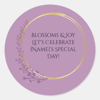 Gouden Bloem Bloemen Verjaardagsfeest Ronde Sticker