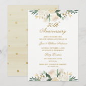 Gouden bloem botanische 50ste huwelijksjubileum kaart (Voorkant / Achterkant)