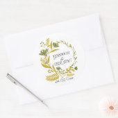 Gouden bloem bruidegom & bruid Dank je Ronde Sticker (Envelop)