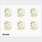 Gouden bloem bruidegom & bruid Dank je Ronde Sticker (Vel)
