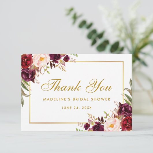 Gouden Bloem Bruidsbruiloft Dank SB Bedankkaart (Staand voorkant)