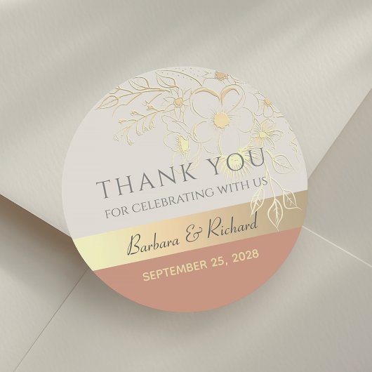 Gouden Bloem Bruiloft Dank Je Sticker