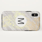 gouden bloem bruin patroon monogram Case-Mate iPhone case (Achterkant (horizontaal))