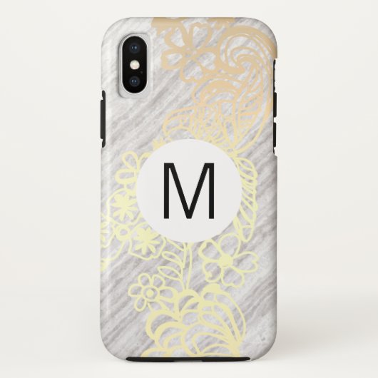gouden bloem bruin patroon monogram Case-Mate iPhone case (Achterkant)