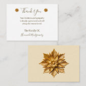 Gouden Bloem Decor Sympathie Dank u kaart Notitiekaartje (Voorkant / Achterkant)
