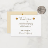 Gouden Bloem Decor Sympathie Dank u kaart Notitiekaartje (Voorkant / Achterkant in situ)