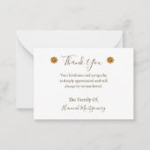 Gouden Bloem Decor Sympathie Dank u kaart Notitiekaartje (Voorkant)