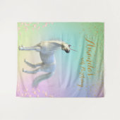 Gouden Bloem Eenhoorn Verjaardag Achtergrond Foto  Wandkleed (Voorkant (horizontaal))