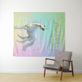 Gouden Bloem Eenhoorn Verjaardag Achtergrond Foto  Wandkleed (In Situ (horizontaal))