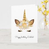 Gouden Bloem Eenhoorn Verjaardag Kaart (Gele Bloem)