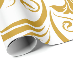 gouden bloem- en krulontwerpen op een witte achter cadeaupapier
