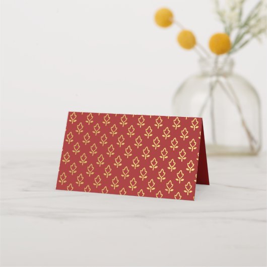 Gouden Bloem en Mundap Arch Bruiloft Escort Naam Plaatskaartje (Achterkant)