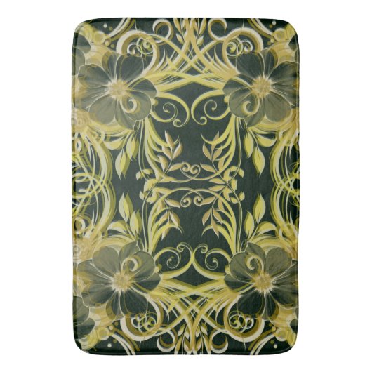 gouden bloem, fantasie, elegant, patroon, subtiel, badmat (Voorkant Verticaal)