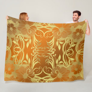 gouden bloem, fantasie, elegant, patroon, subtiel, fleece deken