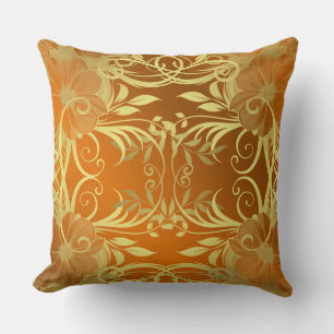 gouden, bloem, fantasie, elegant, patroon, subtiel kussen