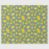 Gouden Bloem Herfst Naadloze Verjaardag Viering Cadeaupapier (Vlak)