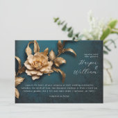 Gouden bloem horizontale bruiloft uitnodiging (Staand voorkant)