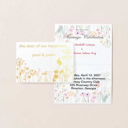 gouden bloem huwelijksuitnodiging folie kaarten (Display)