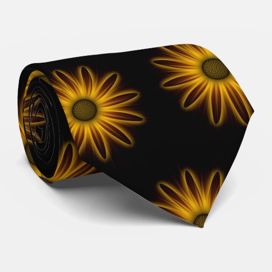 gouden bloem in zwart stropdas (Opgerold)