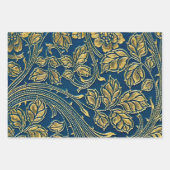Gouden Bloem Inpakpapier Plat Vellen Set van 3 (Voorkant 2)