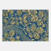 Gouden Bloem Inpakpapier Plat Vellen Set van 3 (Voorkant)